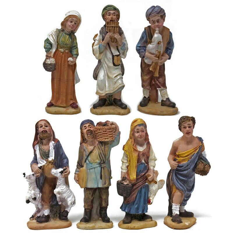 foto del prodotto pastori per presepe statuine in resina 7 personaggi da 10 cm ivs8