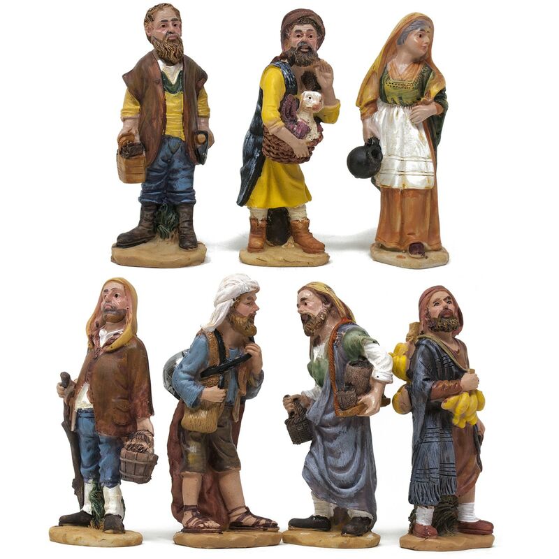 foto del prodotto pastori per presepe statuine semplici in resina da 10 cm 7 personaggi ivs7