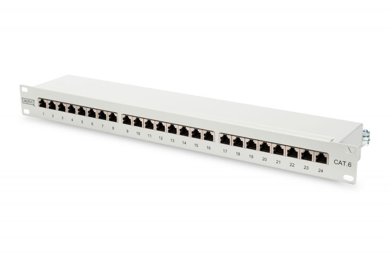 foto del prodotto patch panel 24 porte schermato cat.6 8 poli rack 19 bianco - dn91624s