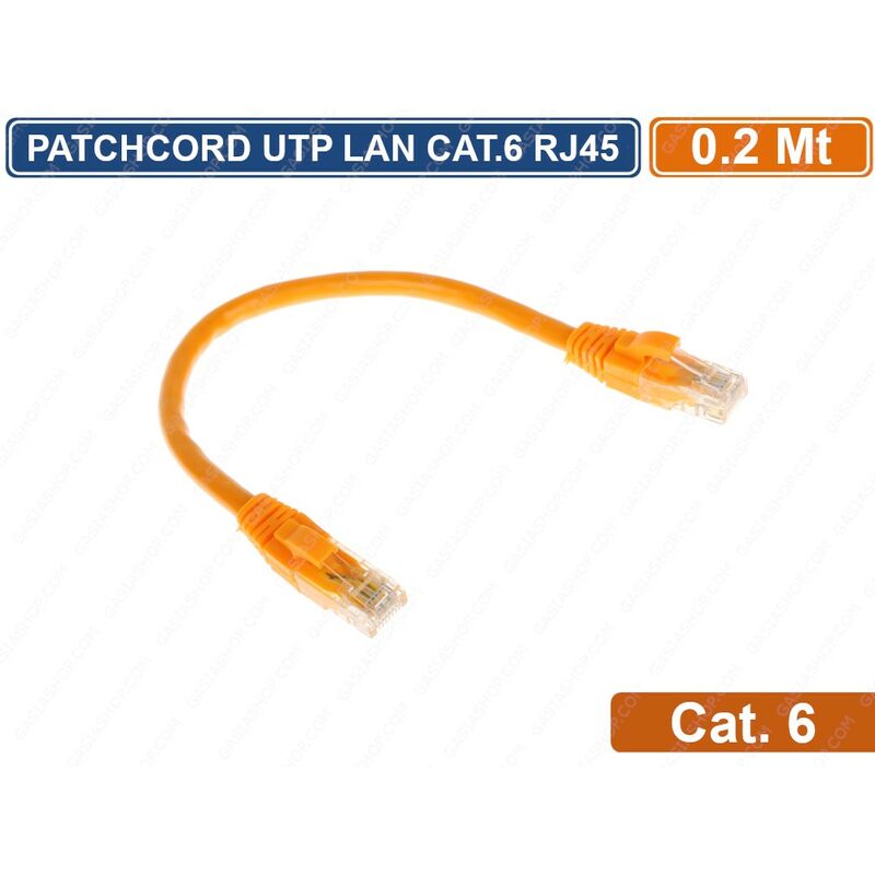 foto del prodotto patchcord cavo di rete 20 centimetri ethernet utp cat 6 4x2 awg 24 lan rj45