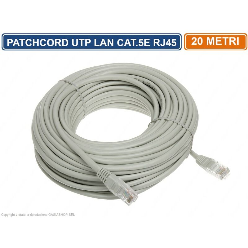 foto del prodotto patchcord matassa cavo di rete 20 metri ethernet utp cat 5e 4x2 awg 24 lan rj45