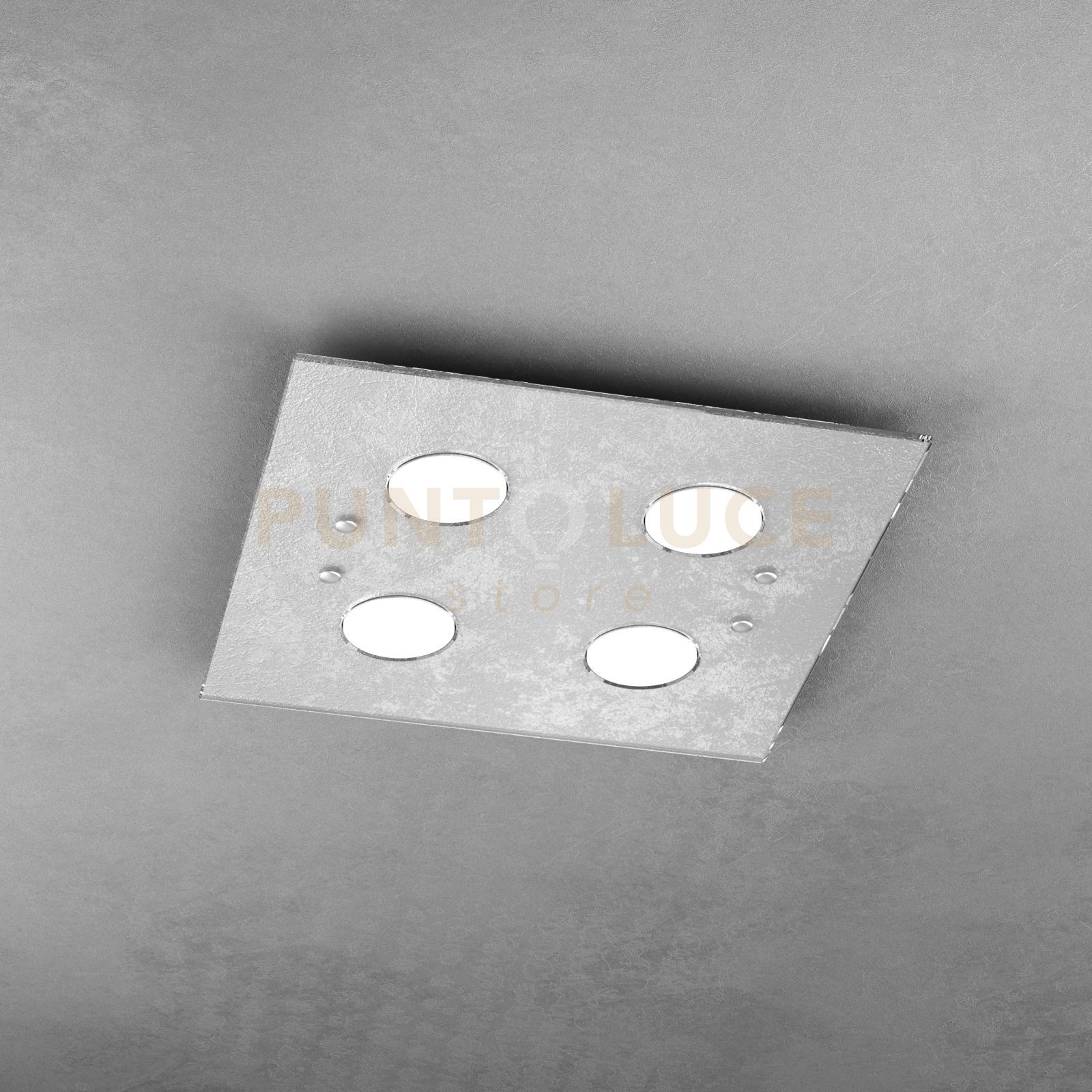 foto del prodotto path plafoniera 4 luci quadra foglia argento 1141-pl4-fa