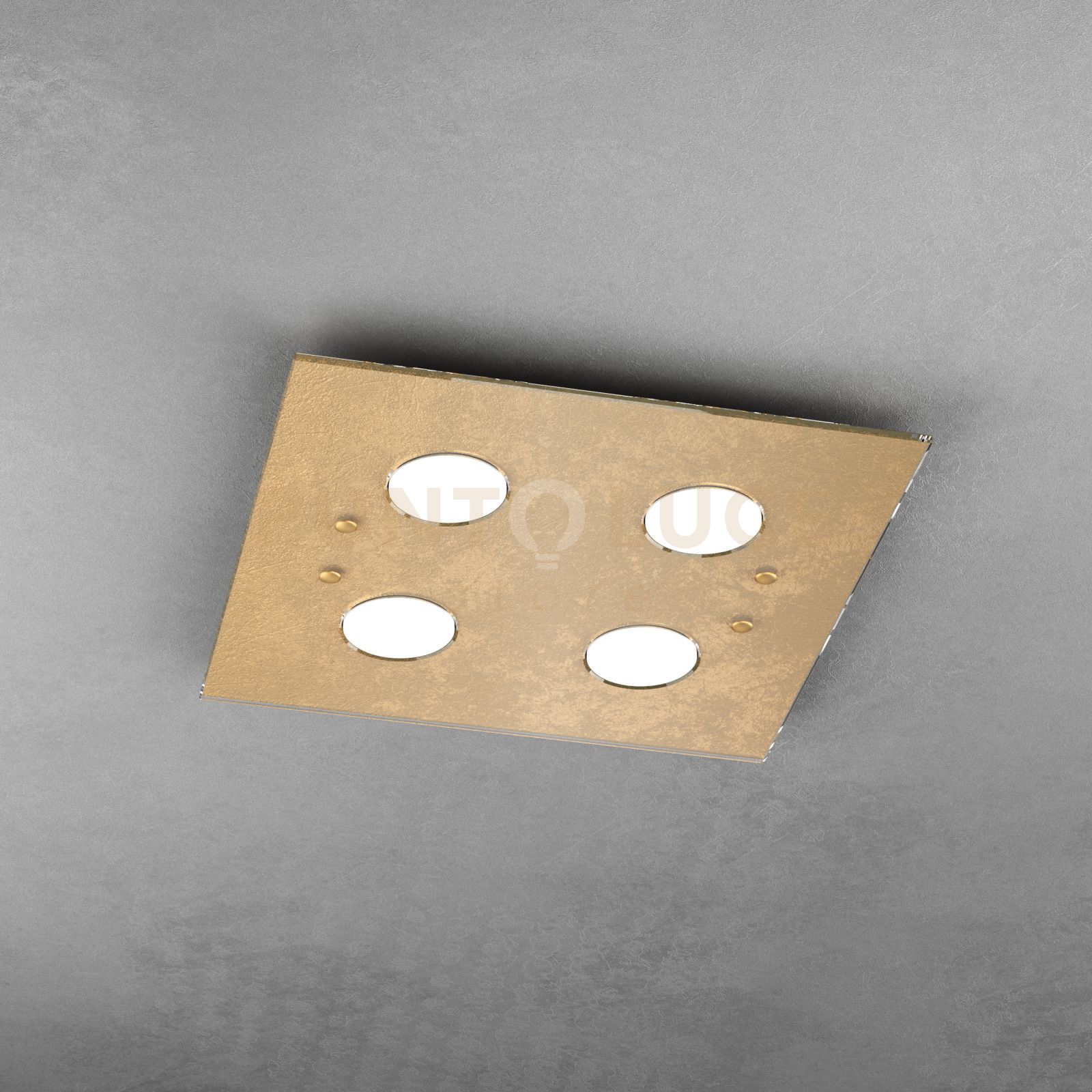 foto del prodotto path plafoniera 4 luci quadra foglia oro 1141 pl4 fo