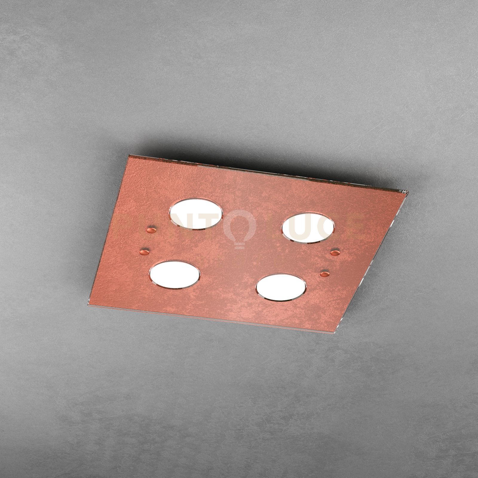 foto del prodotto path plafoniera 4 luci quadra foglia rame 1141 pl4 fr