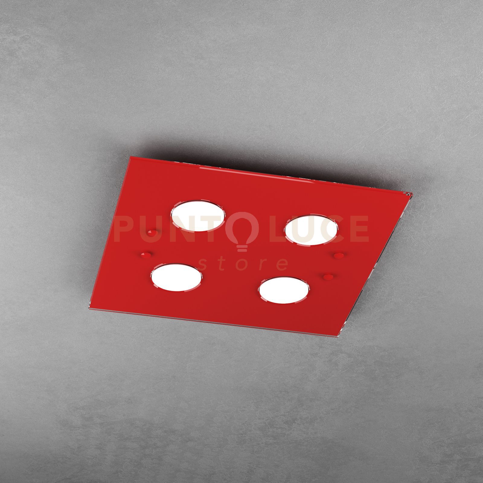 foto del prodotto path plafoniera 4 luci quadra rosso 1141 pl4 ro