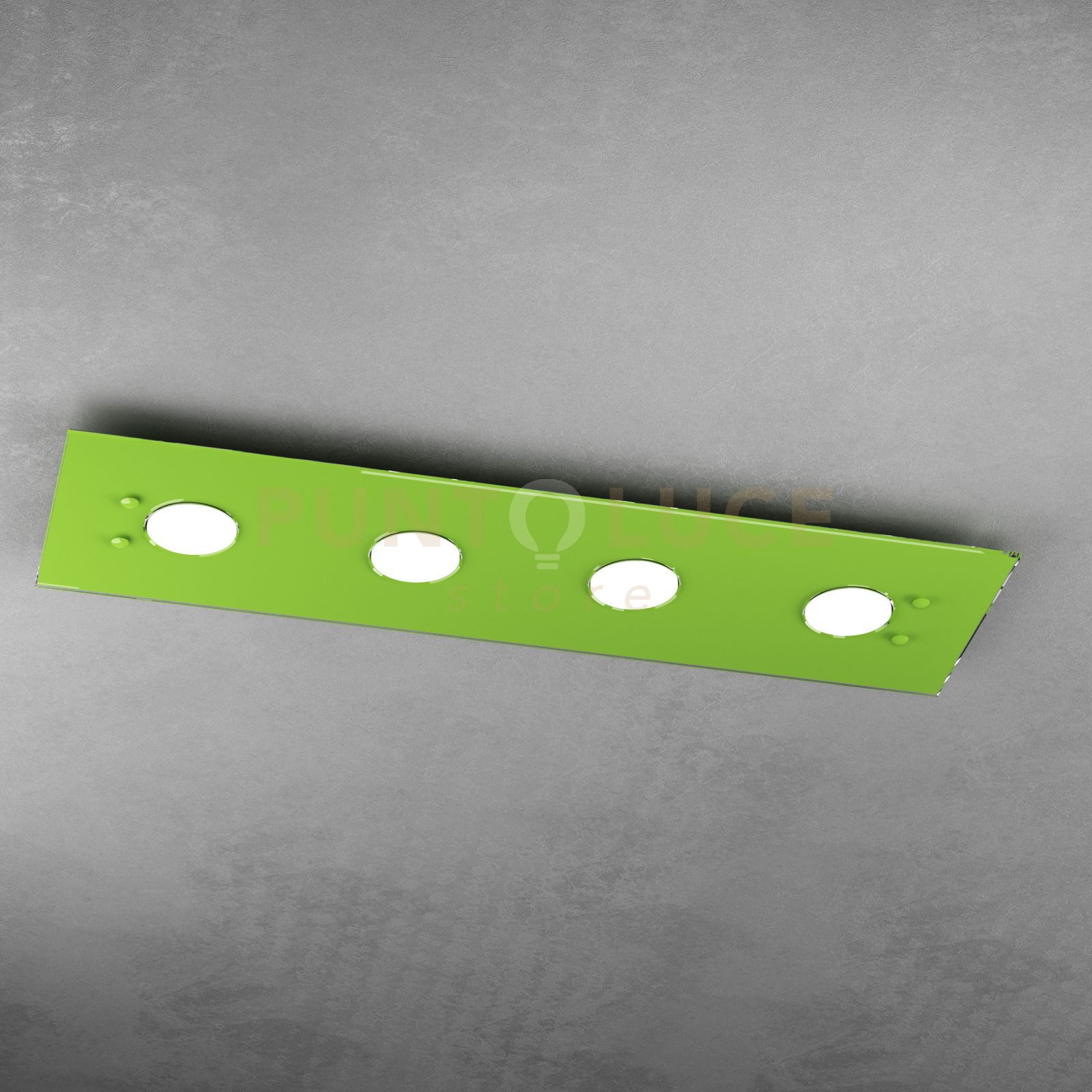 foto del prodotto path plafoniera 4 luci rettangolare verde 1141 pl4 r ve