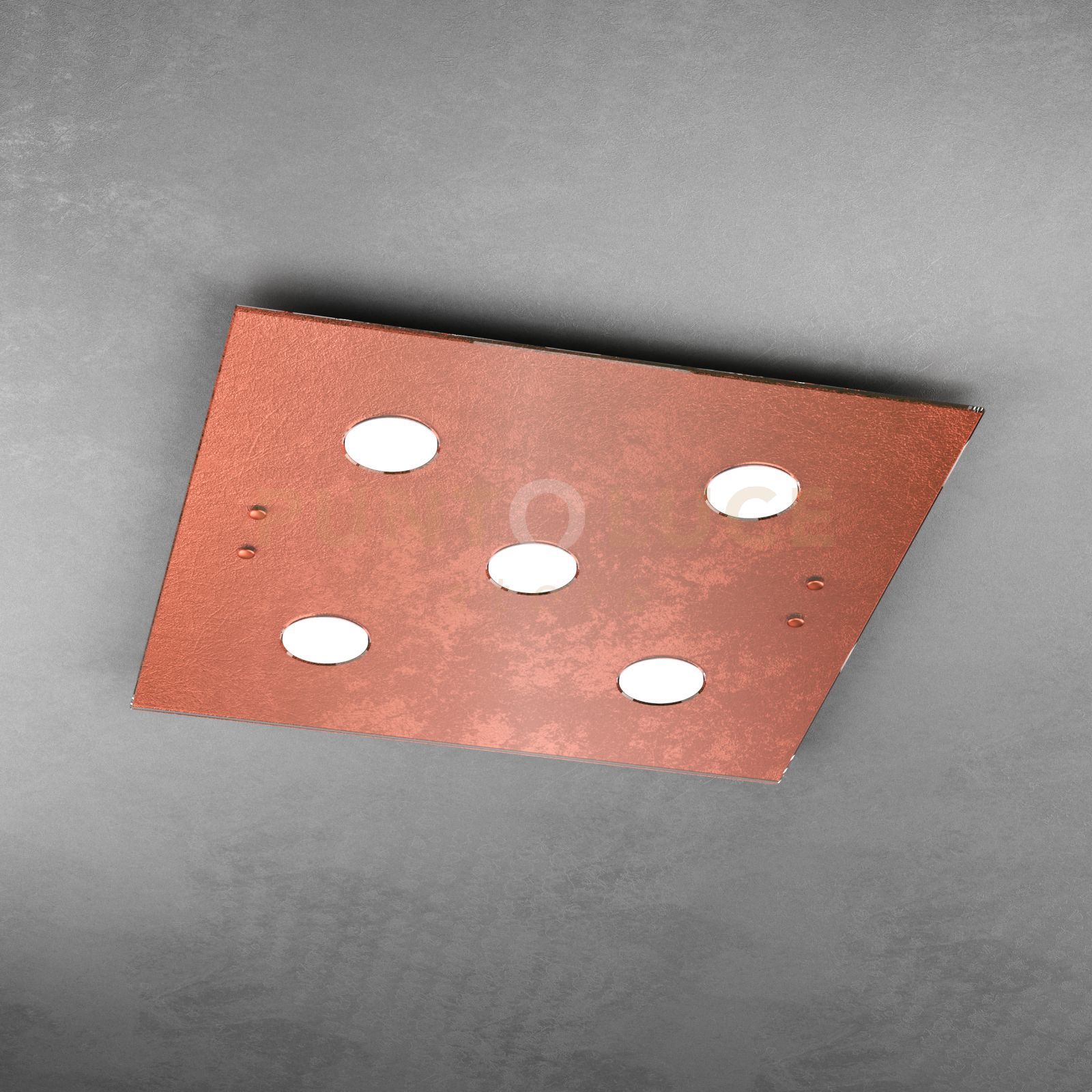 foto del prodotto path plafoniera 5 luci quadra foglia rame 1141 pl5 fr