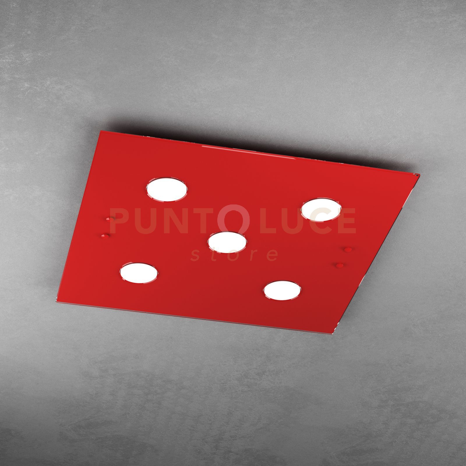foto del prodotto path plafoniera 5 luci quadra rosso 1141 pl5 ro