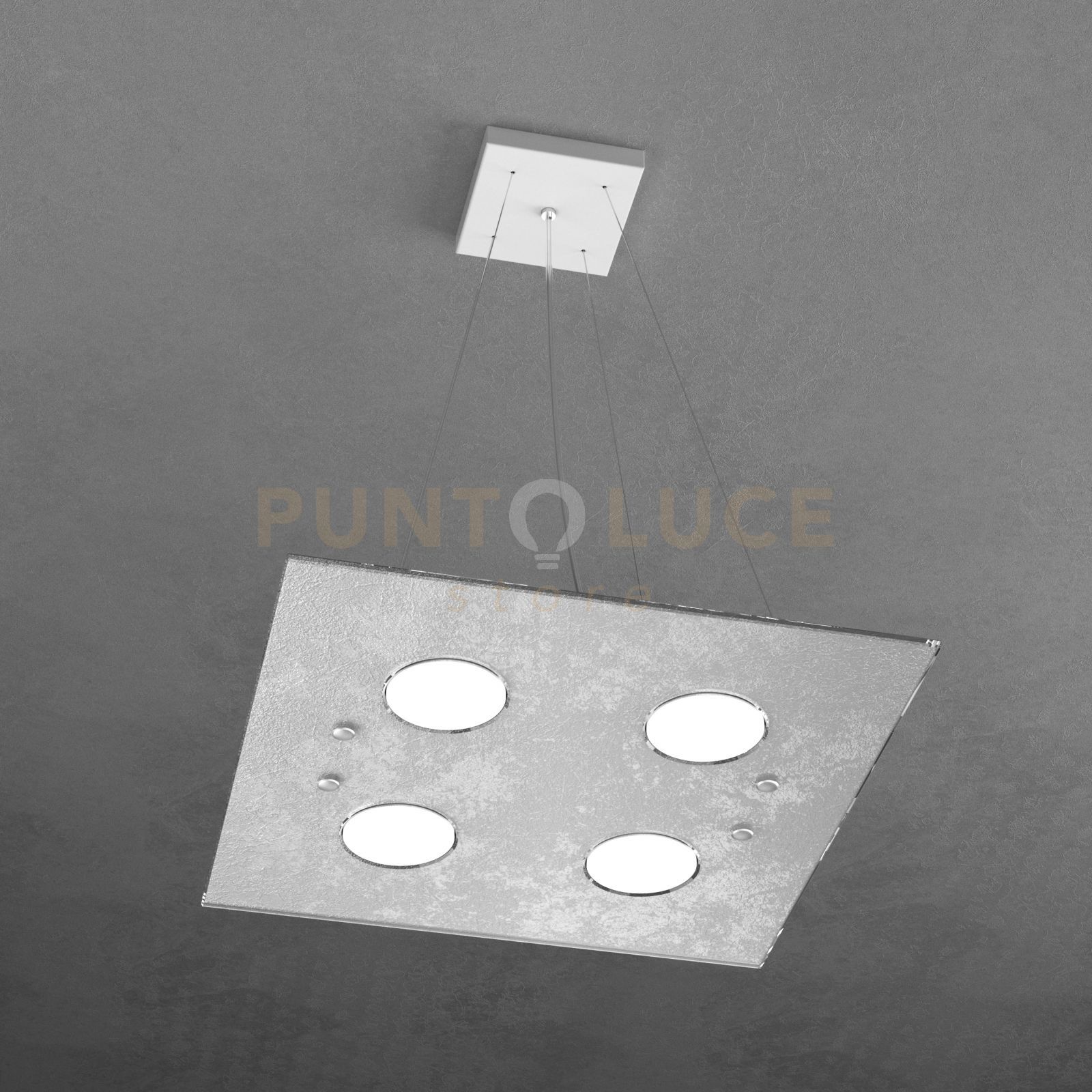 foto del prodotto path sospensione 4 luci quadra foglia argento 1141-s4-fa