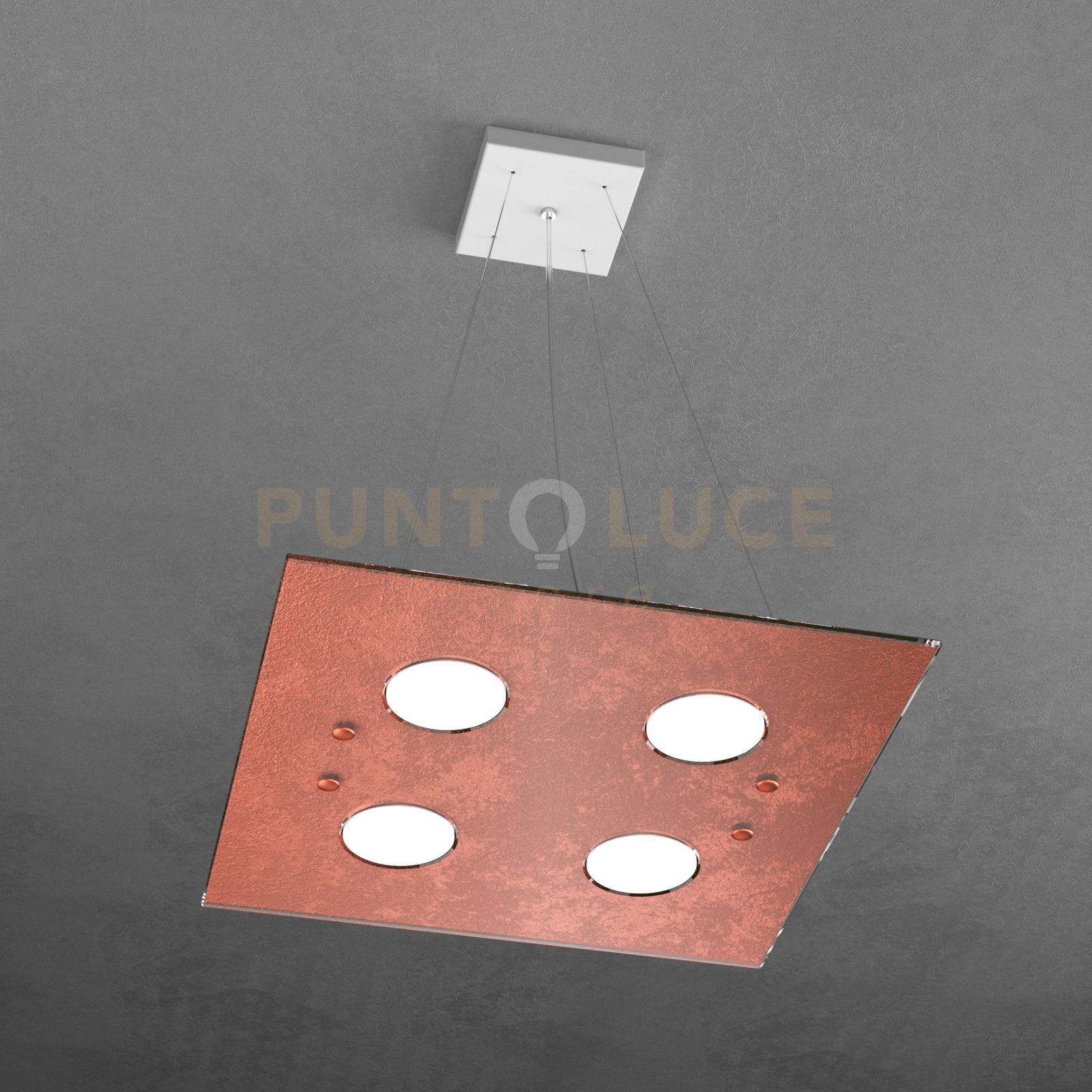 foto del prodotto path sospensione 4 luci quadra foglia rame 1141 s4 fr
