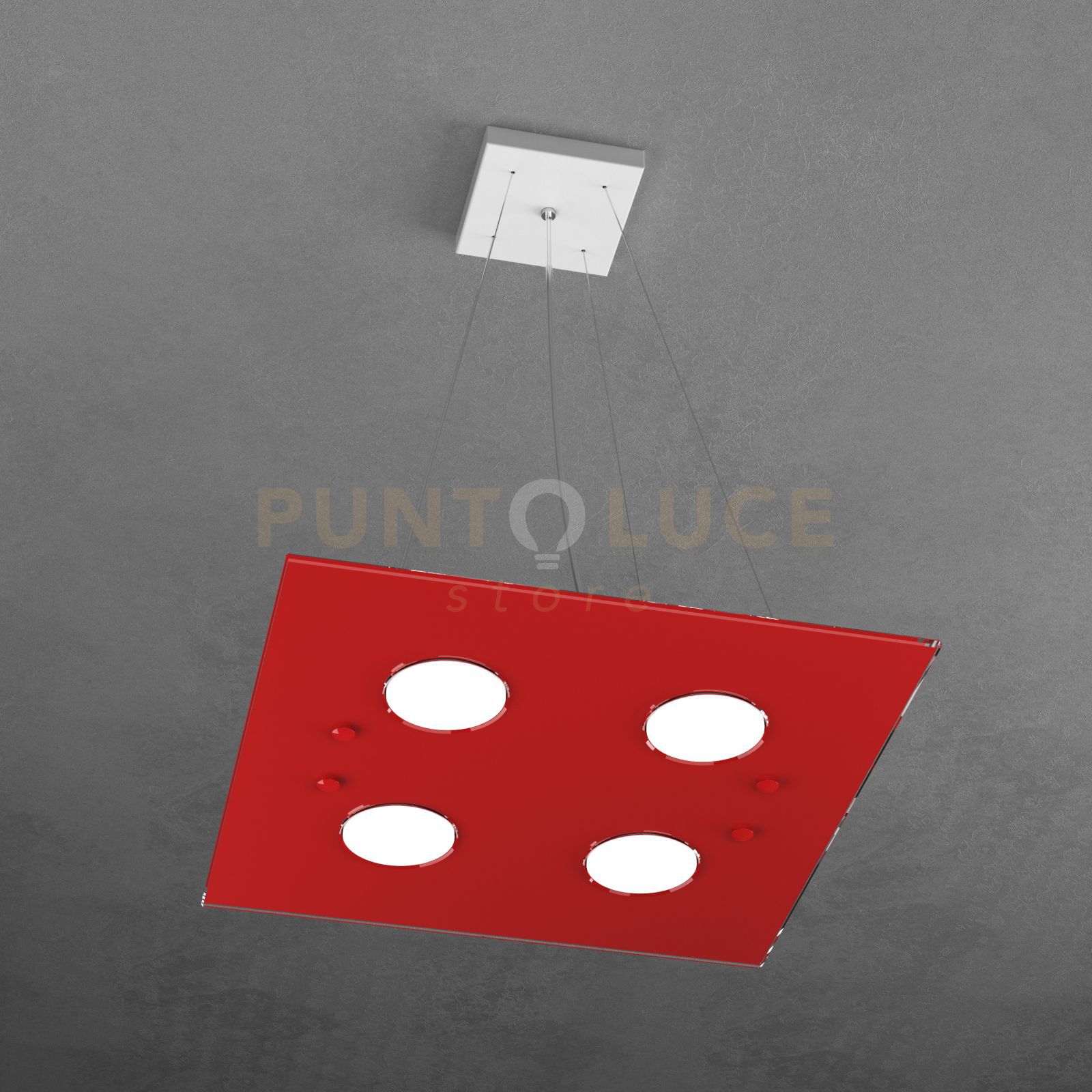 foto del prodotto path sospensione 4 luci quadra rosso 1141 s4 ro