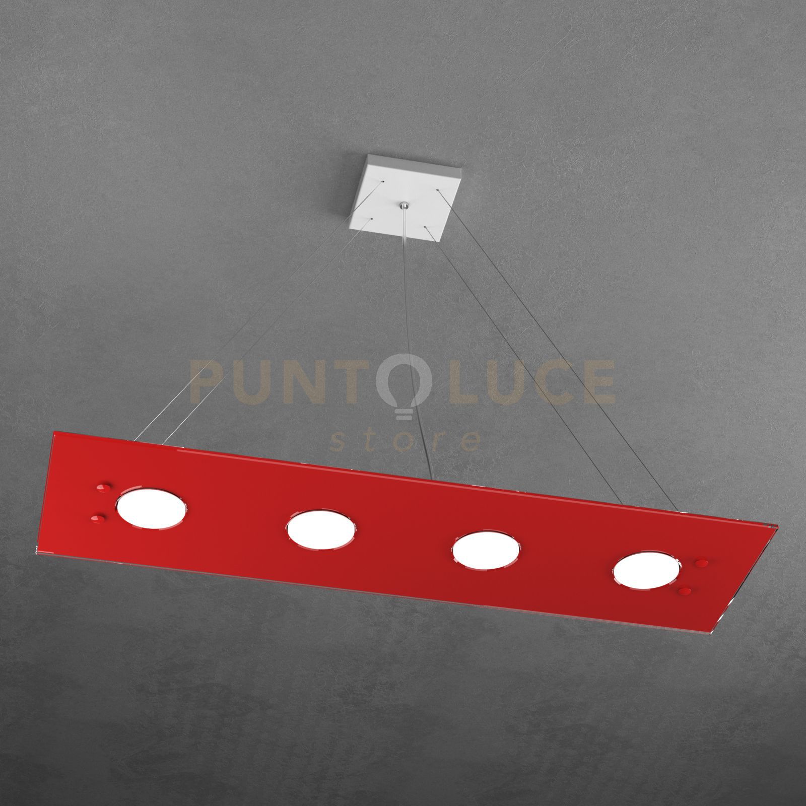 foto del prodotto path sospensione 4 luci rettangolare rosso 1141 s4 r ro