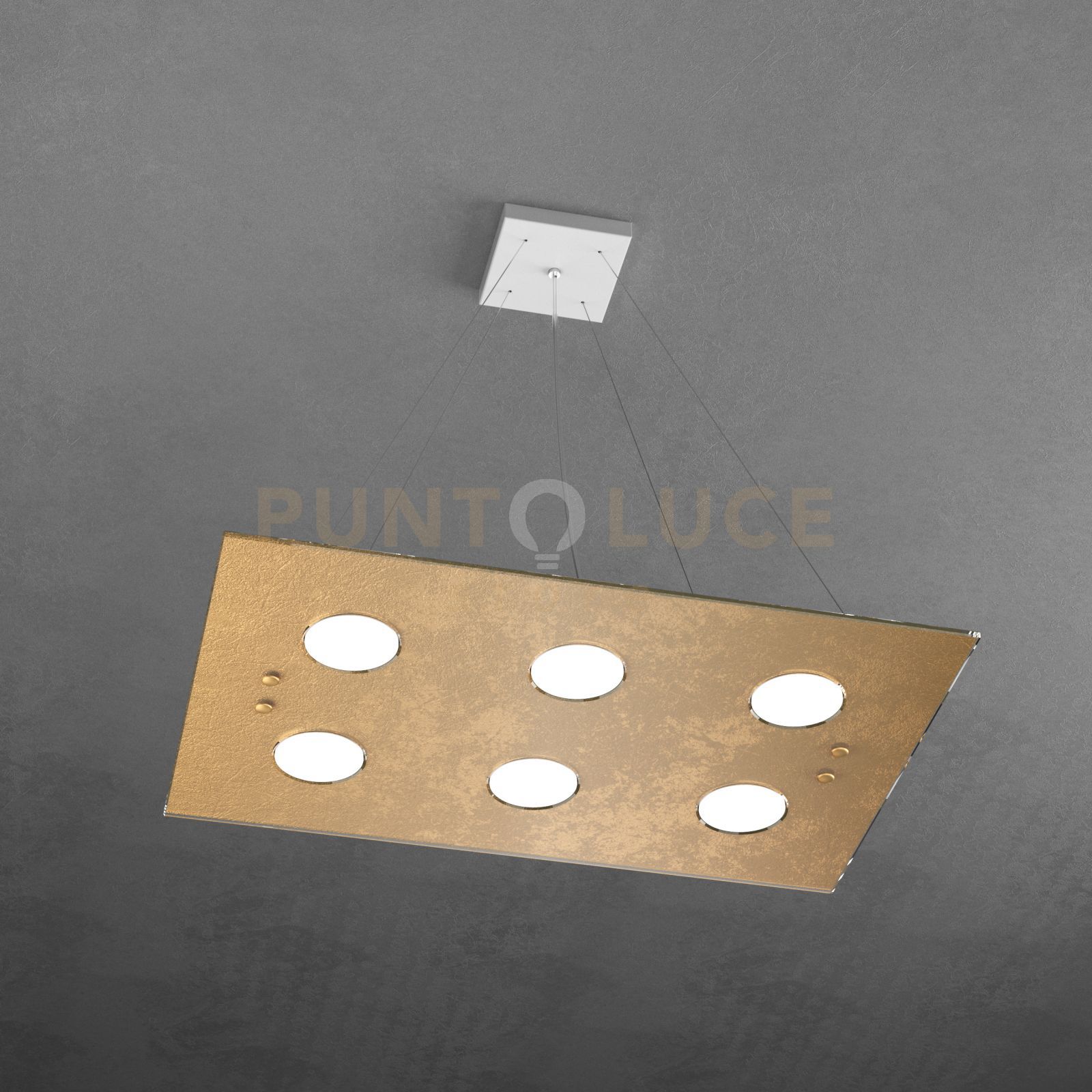 foto del prodotto path sospensione 6 luci foglia oro 1141-s6 r-fo