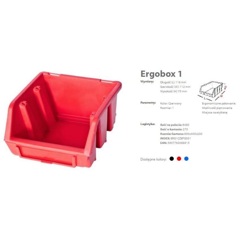 foto del prodotto patrol group 1 x ergo s nou scatole impilabili per la posta, rosso, erg1czepg001