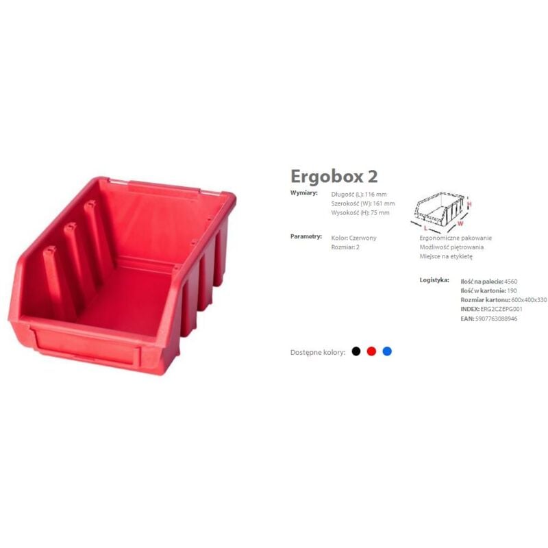 foto del prodotto patrol group ergo box nou scatole scatole impilabili, rosso, erg2czepg001