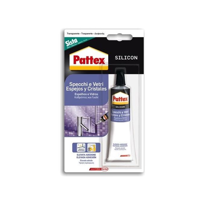 foto del prodotto pattex 1502342 silicone neutro specchi e vetri trasparente 60ml