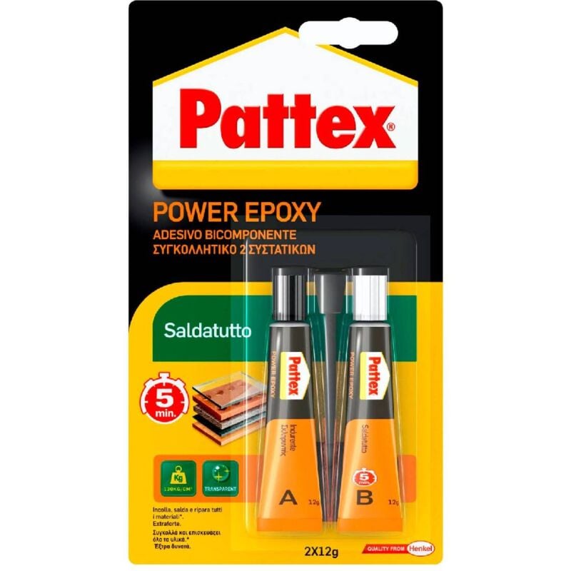 foto del prodotto pattex adesivo saldatutto bicomponente trasparente ideale nella saldatura di parti meccaniche 24 gr 1 pezzo
