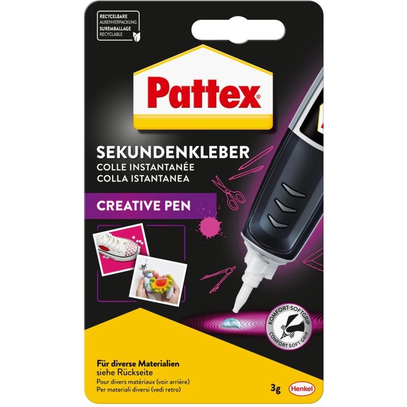 foto del prodotto pattex perfect pen, adesivo dei secondi extra forte e preciso per un dosaggio preciso, penna superadesiva per materiali come legno, gomma e