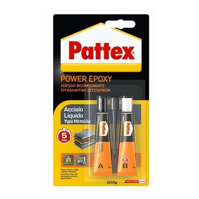 foto del prodotto pattex power epoxy acciaio liquido adesivo bicomponente a b confezione 2x15 gr