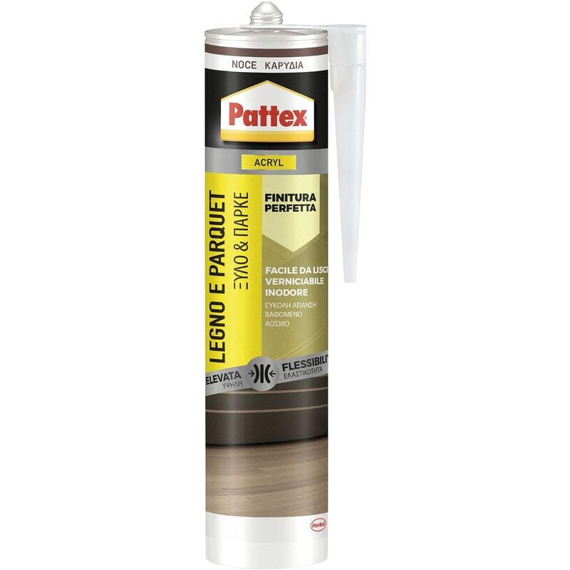 foto del prodotto pattex sigillante acrilico legno parquet, silicone per legno, ottimo per sigillatura di legno, parquet, armadi, infissi, zoccolini, verniciabile,