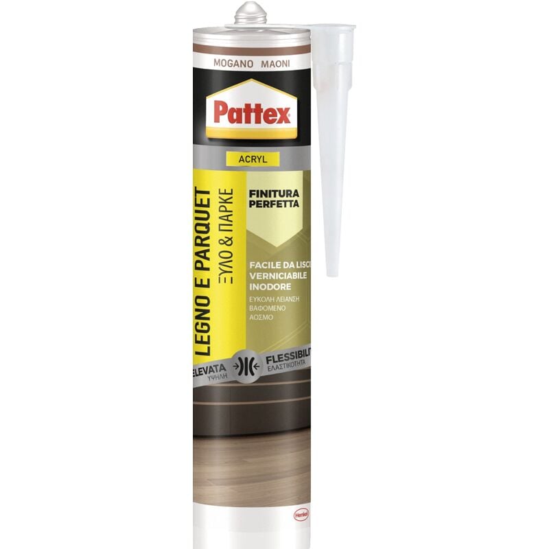 foto del prodotto pattex sigillante acrilico legno parquet, silicone per legno, ottimo per sigillatura di legno, parquet, armadi, infissi, zoccolini, verniciabile,