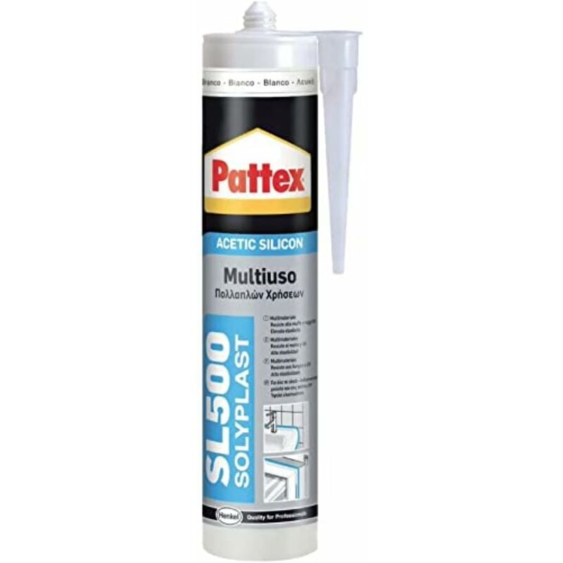 foto del prodotto pattex sigillante silicone acetico multiuso sl 500, antimuffa, per sanitari, docce, cucine, bagni, piastrelle in ceramiche, serramenti,
