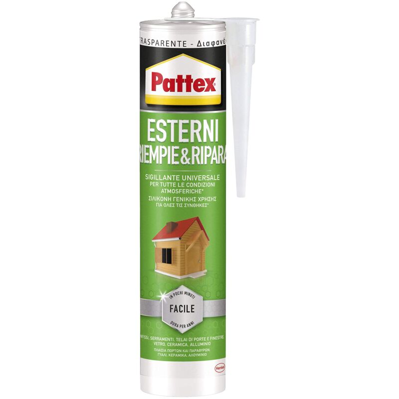 foto del prodotto pattex sigillanti light esterni riempie ripara, sigillante universale acetico, sigillante esterno trasparente, sigillante impermeabile per interni