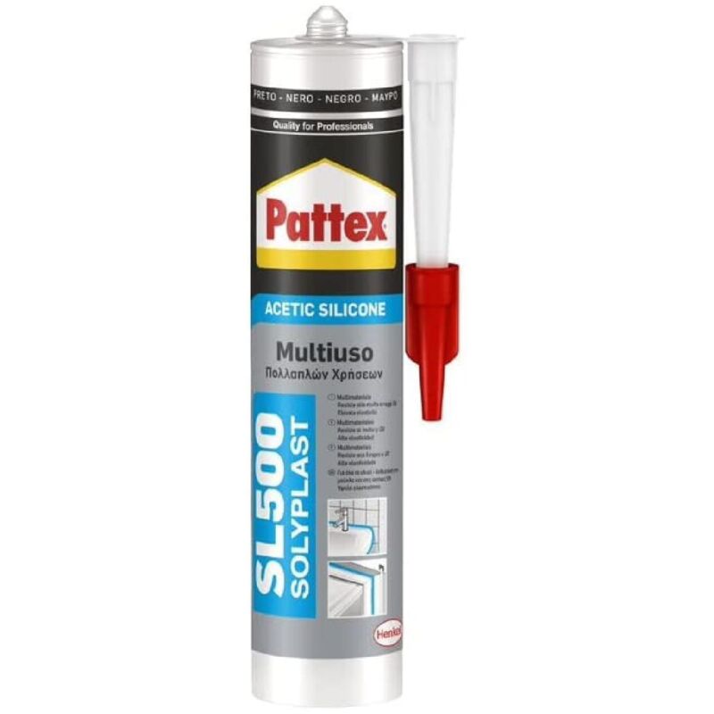 foto del prodotto pattex silicone acetico solyplast multiuso 300 ml resistente alle muffe nero