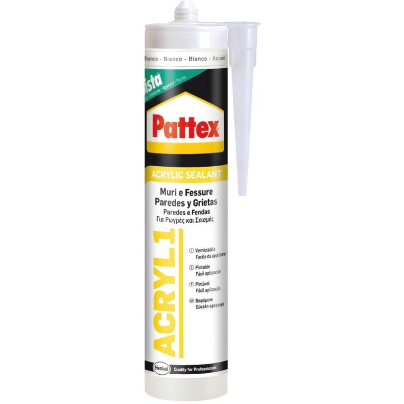 foto del prodotto pattex silicone acrilico verniciabile ideale per crepe e fessure 300 ml bianco