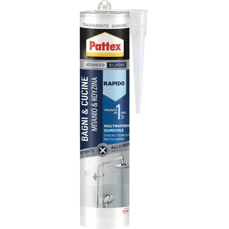 foto del prodotto pattex silicone bagnicucine rapido trasp.cart. 300 ml.