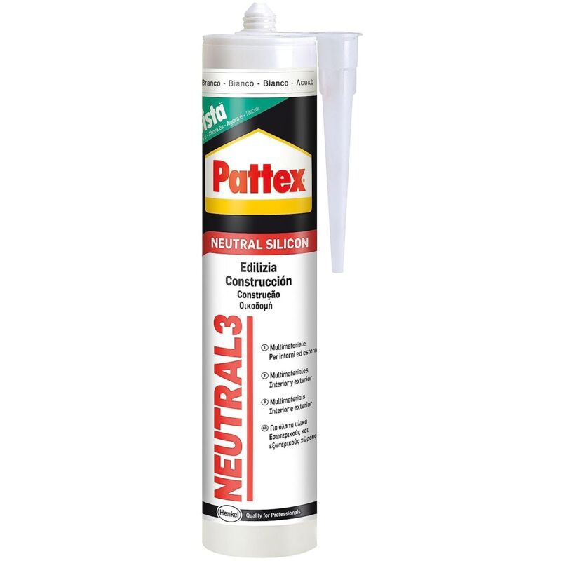 foto del prodotto pattex silicone neutro neutral 3 ideale per la sigillatura in edilizia 280 ml trasparente