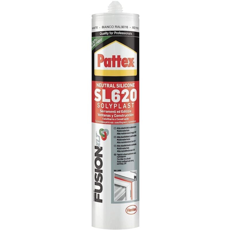 foto del prodotto pattex silicone neutro per edilizia e serramenti solyplast resistente alle muffe 300 ml bianco