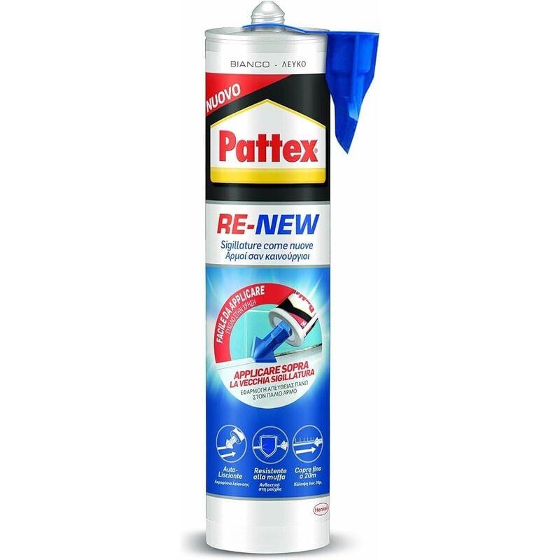 foto del prodotto pattex silicone sigillante per bagno e cucina bianco piastrelle sanitari re new 280 ml.
