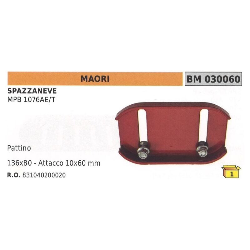 foto del prodotto pattino 136x80mm attacco 10x60mm spazzaneve maori per mpb 1076ae t 831040200020