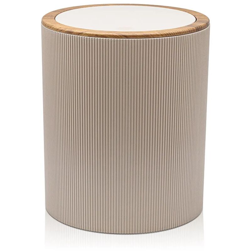 foto del prodotto pattumiera 5lt tortora coperchio basculante dettagli effetto legno blob