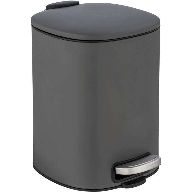 foto del prodotto pattumiera a pedale alassio, piccola pattumiera per il bagno, capacit 5l, acciaio, 24,5x20,5x27 cm, grigio wenko