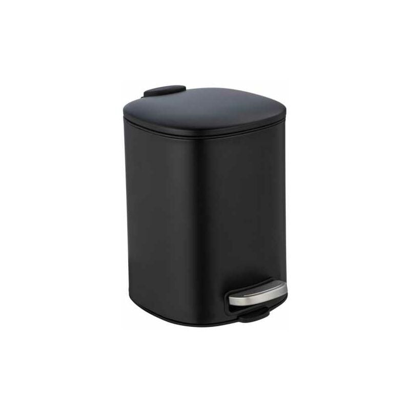 foto del prodotto pattumiera a pedale alassio, piccola pattumiera per il bagno, capacit 5l, acciaio, 24,5x20,5x27 cm, nero wenko