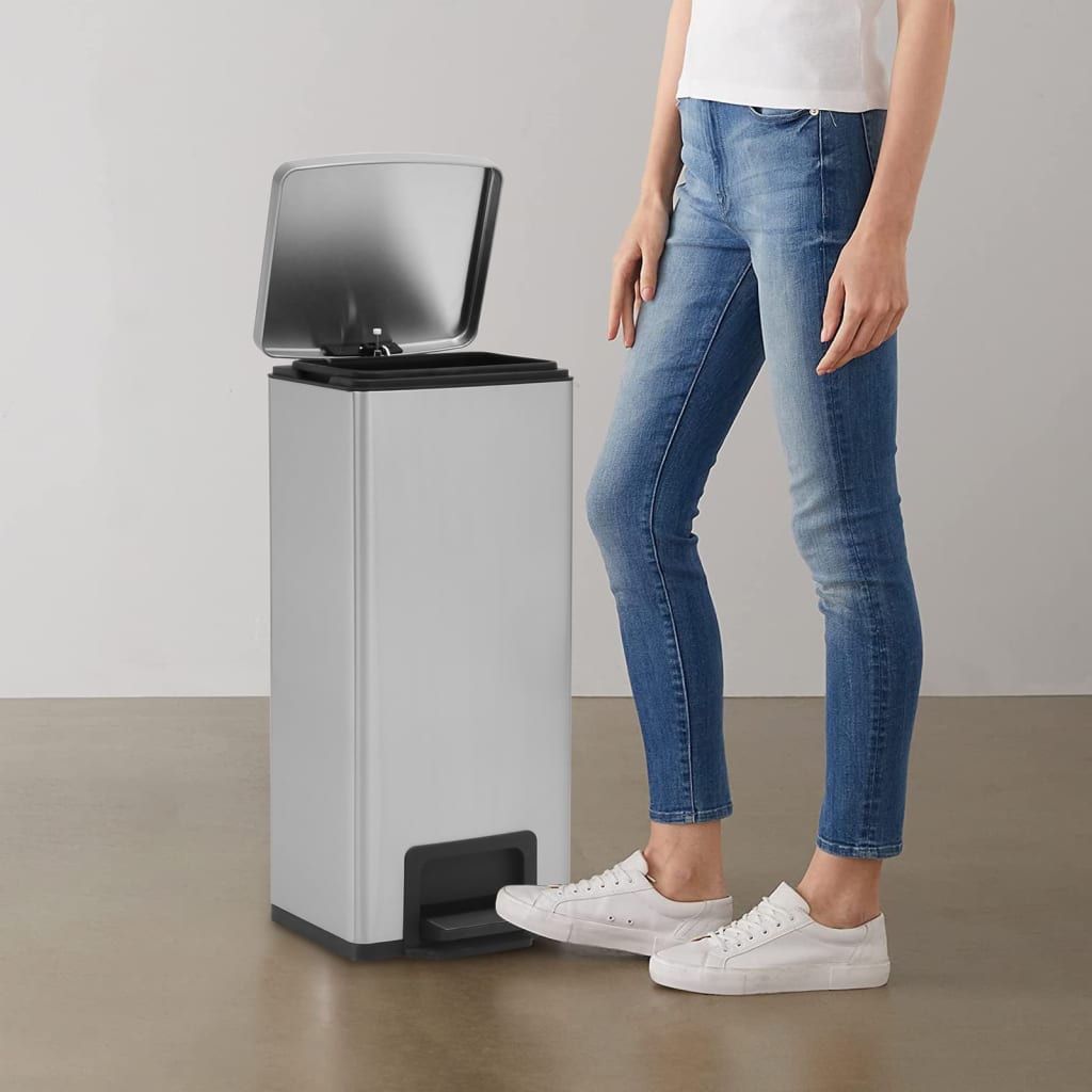 foto del prodotto pattumiera a pedale anti-impronte 30 l argento in acciaio inox