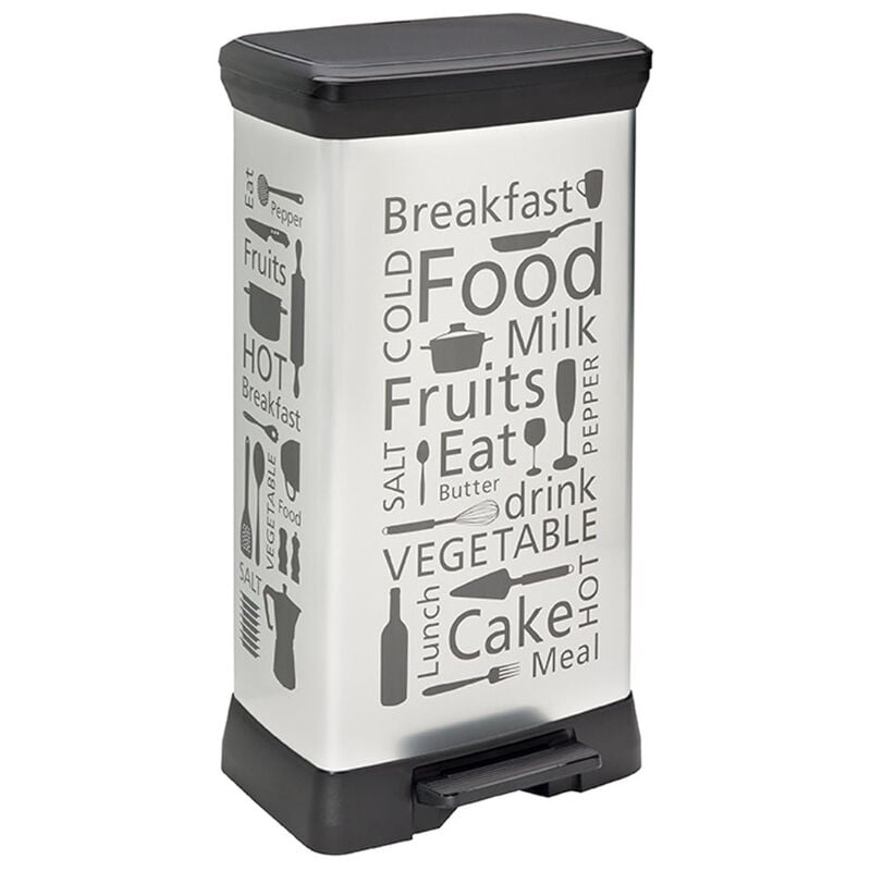 foto del prodotto pattumiera a pedale deco bin 50l, 39 x 29 x 73 cm, motivo cucina 205873 curver