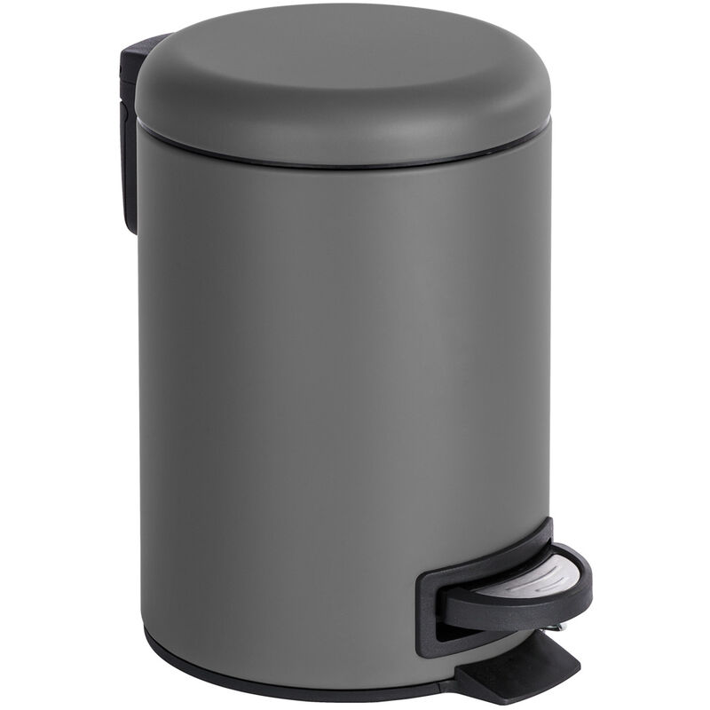foto del prodotto pattumiera a pedale leman, 3l, piccola pattumiera per bagno, acciaio opaco, 3l, 17x25x22.5 cm, grigio wenko