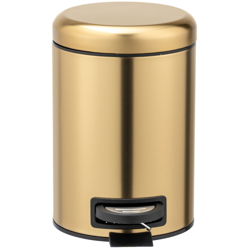 foto del prodotto pattumiera a pedale leman, mini pattumiera per bagno, capacità 3l, acciaio inox, 17x25x22.5 cm, dorato metallico - wenko