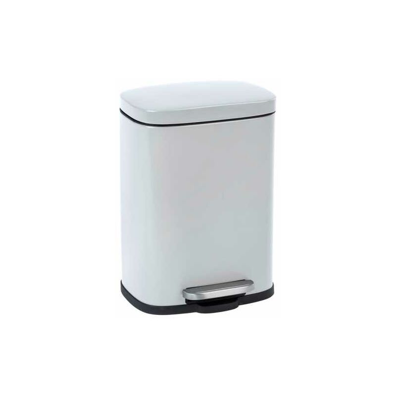 foto del prodotto pattumiera a pedale leno con freno di caduta easy close, pattumiera piccola per bagno 5l, acciaio, 21,5x19x29,5 cm, bianco wenko