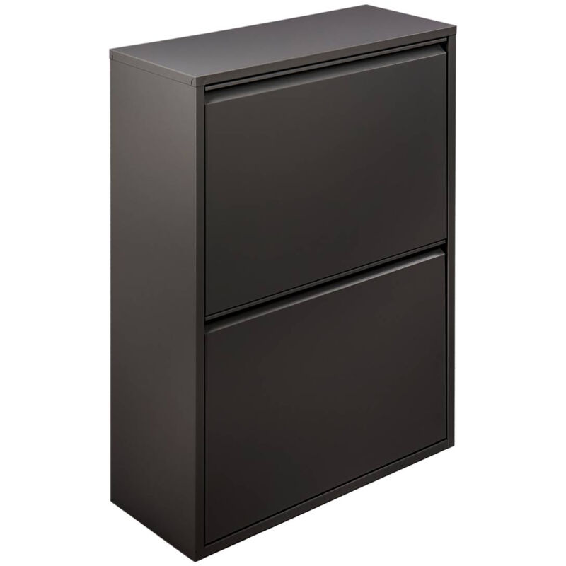 foto del prodotto pattumiera achros, cestino portarifiuti, bidone per raccolta differenziata, mobile per spazzatura, 60x25 h93 cm, nero dmora