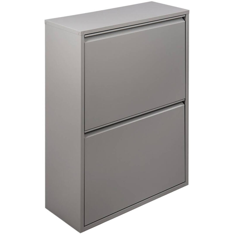 foto del prodotto pattumiera anukhatun, cestino portarifiuti, bidone per raccolta differenziata, mobile per spazzatura, 60x25 h93 cm, grigio dmora