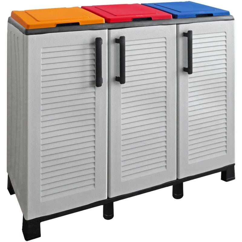 foto del prodotto pattumiera apix, cestino portarifiuti per spazzatura, bidone raccolta differenziata, 100 made in italy, 102x37h90 cm, grigio chiaro e multicolore