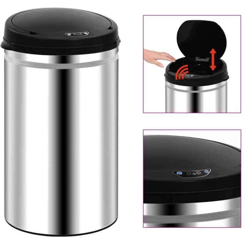foto del prodotto pattumiera automatica con sensore 40 l in acciaio inossidabile vidaxl
