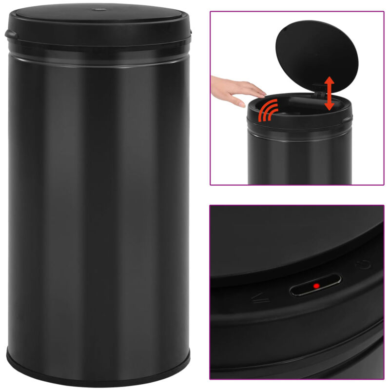 foto del prodotto pattumiera automatica con sensore 60 l acciaio al carbonio nero vidaxl