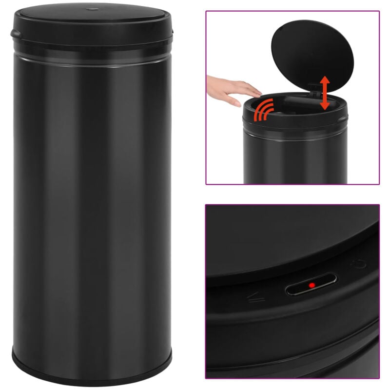 foto del prodotto pattumiera automatica con sensore 80 l acciaio al carbonio nero vidaxl