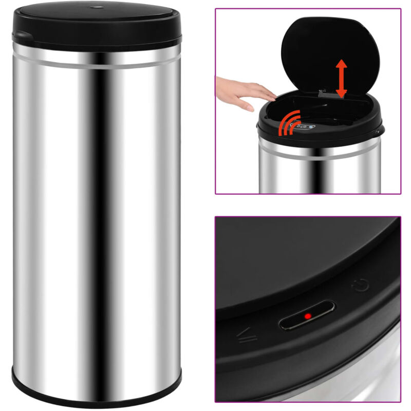 foto del prodotto pattumiera automatica con sensore 80 l in acciaio inossidabile vidaxl