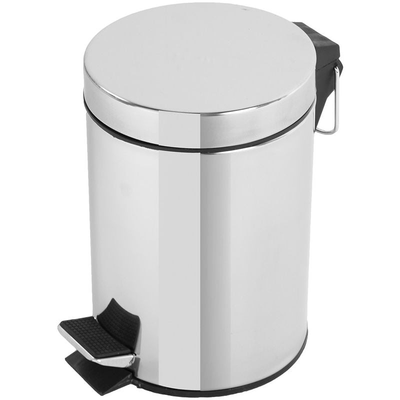 foto del prodotto pattumiera bagno acciaio cromato coperchio pedale 3l cestino spazzatura feridras